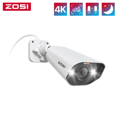 ZOSI 4K IP Camera Add-on PoE Security Camera Two Way Audio 8MP Ultra HD Color Night Vision Home CCTV Video Surveillance Camera