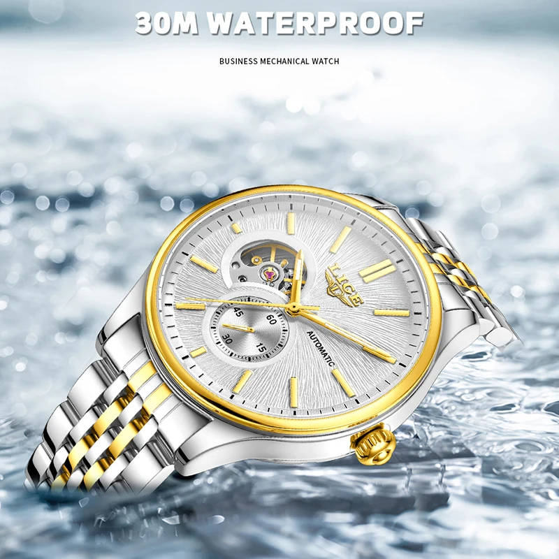 LIGE Classic Simple Mechanical Watch Fashion Luxury Waterproof Stainless Steel Band Luminous Automatic Movement Watches for Men
LIGE Classic Simple Mechanical Watch Fashion Luxury Waterproof Stainless Steel Band Luminous Automatic Movement Watches for Men
