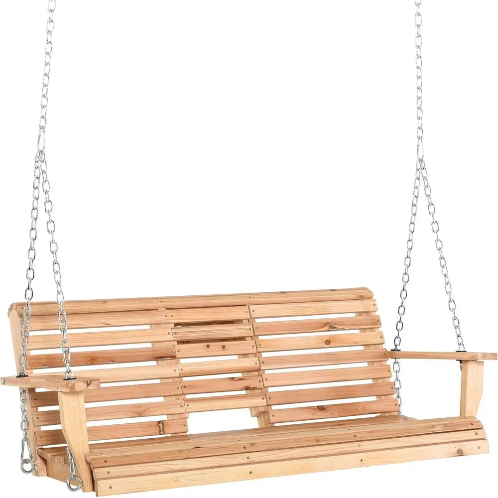 Natural 3-Person Wooden Porch Swing with Coffee Table, Cup Holders, and Chains, Supports 440lbs
Natural 3-Person Wooden Porch Swing with Coffee Table, Cup Holders, and Chains, Supports 440lbs