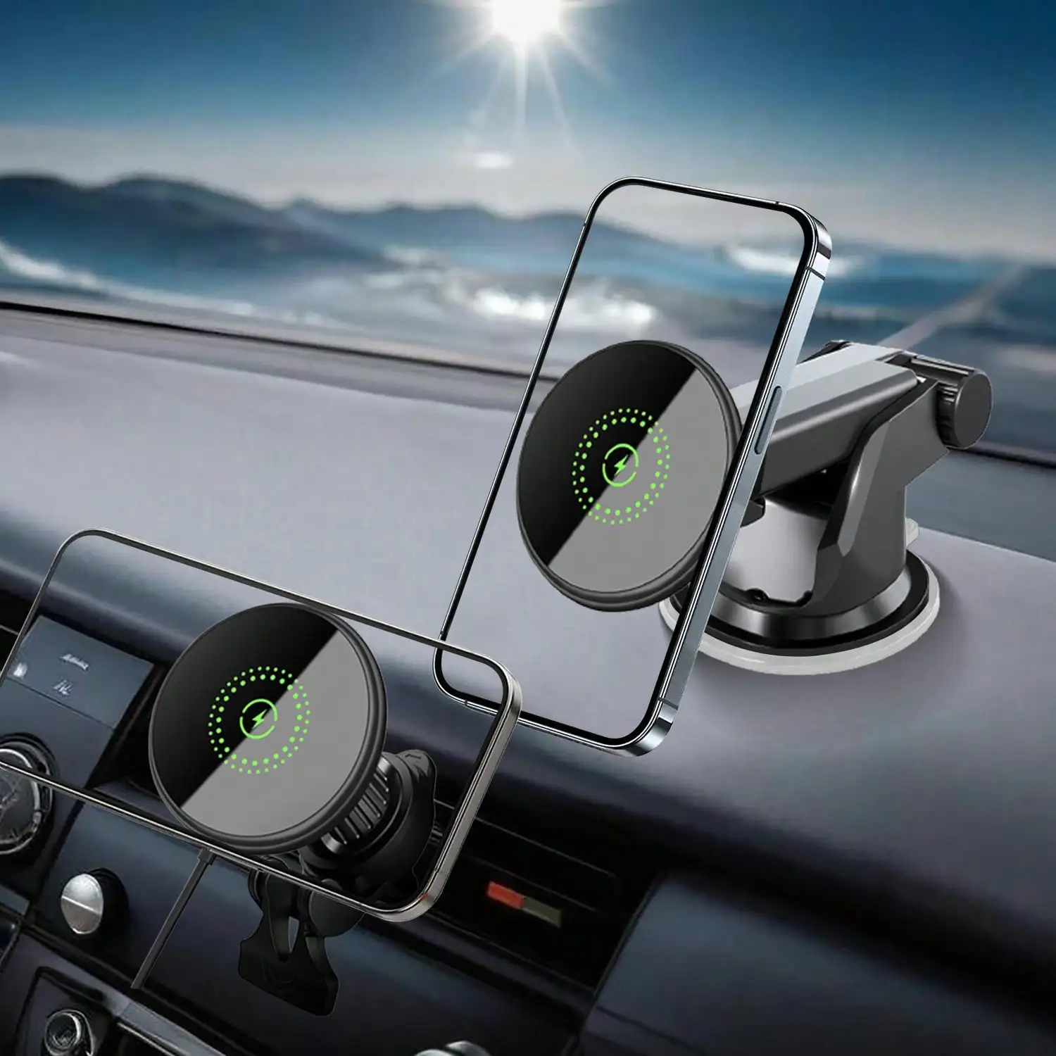 Magnetic Car Mount Charger, 2 In 1 Magnet Car Phone Holder Mount Car Accessories Compatible With IPhone 17 Air 16 15 14 13 12 Series Only, Air Vent/Dashboard Fast Charging Suction Cup Phone Mount Stand
Magnetic Car Mount Charger, 2 In 1 Magnet Car Phone Holder Mount Car Accessories Compatible With IPhone 17 Air 16 15 14 13 12 Series Only, Air Vent/Dashboard Fast Charging Suction Cup Phone Mount Stand