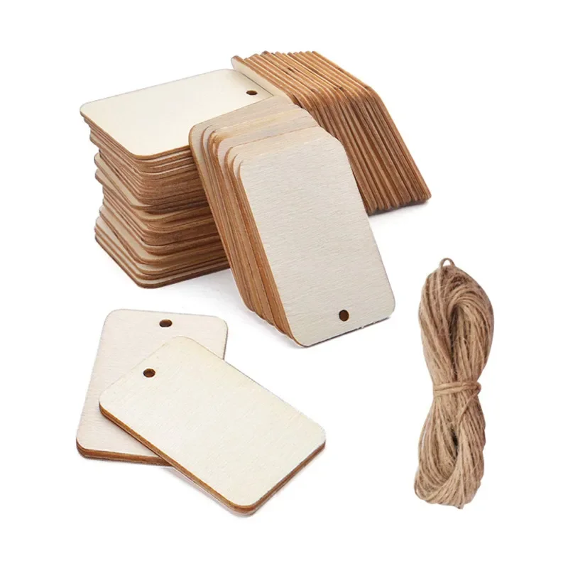 50pcs Natural Rustic Rectangle Wooden Hanging Tags Wood Craft Labels Pendants Ornaments with 10m Jute Twines for Decoration
50pcs Natural Rustic Rectangle Wooden Hanging Tags Wood Craft Labels Pendants Ornaments with 10m Jute Twines for Decoration