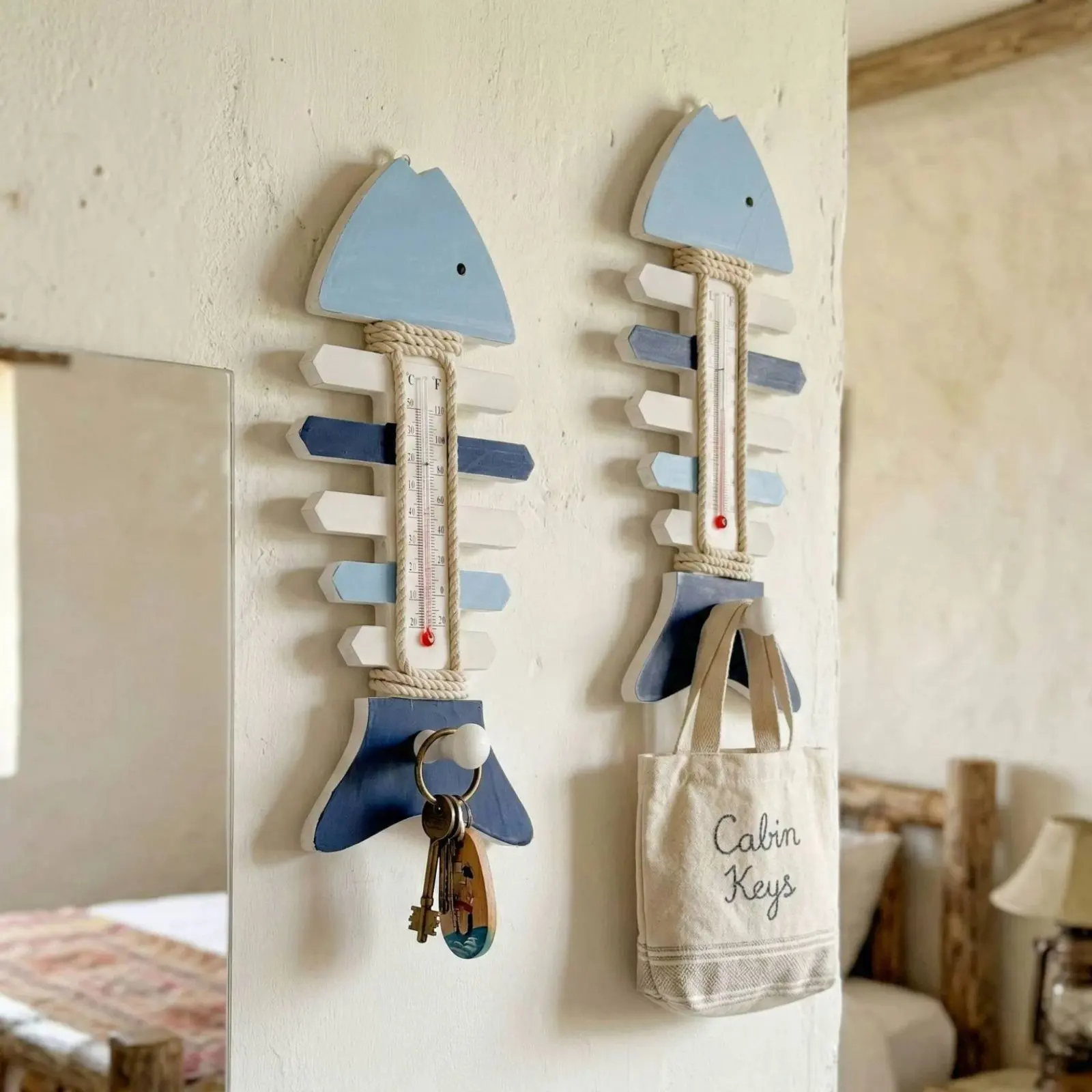 Wooden Aquatic Skeleton Thermometer Vintage Look Fishbone Thermometer with Hook Coastal Wall Decor Handmade Rustic Beach Theme
Wooden Aquatic Skeleton Thermometer Vintage Look Fishbone Thermometer with Hook Coastal Wall Decor Handmade Rustic Beach Theme