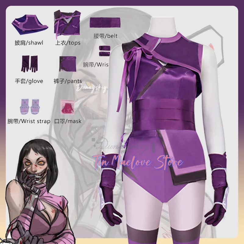 Game Mortal Mileena Cosplay Komba Costume Full Set for Women Halloween Purple Color Uniform Cosplay Outfits Carnival Suit
Game Mortal Mileena Cosplay Komba Costume Full Set for Women Halloween Purple Color Uniform Cosplay Outfits Carnival Suit