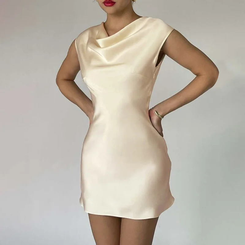 Tornova Sleeveless Stain Mini Dress For Women Elegant Back Buttons Slim Pile Collar Dress 2025 Summer Ins Hot Office Lady Cloth
Tornova Sleeveless Stain Mini Dress For Women Elegant Back Buttons Slim Pile Collar Dress 2025 Summer Ins Hot Office Lady Cloth