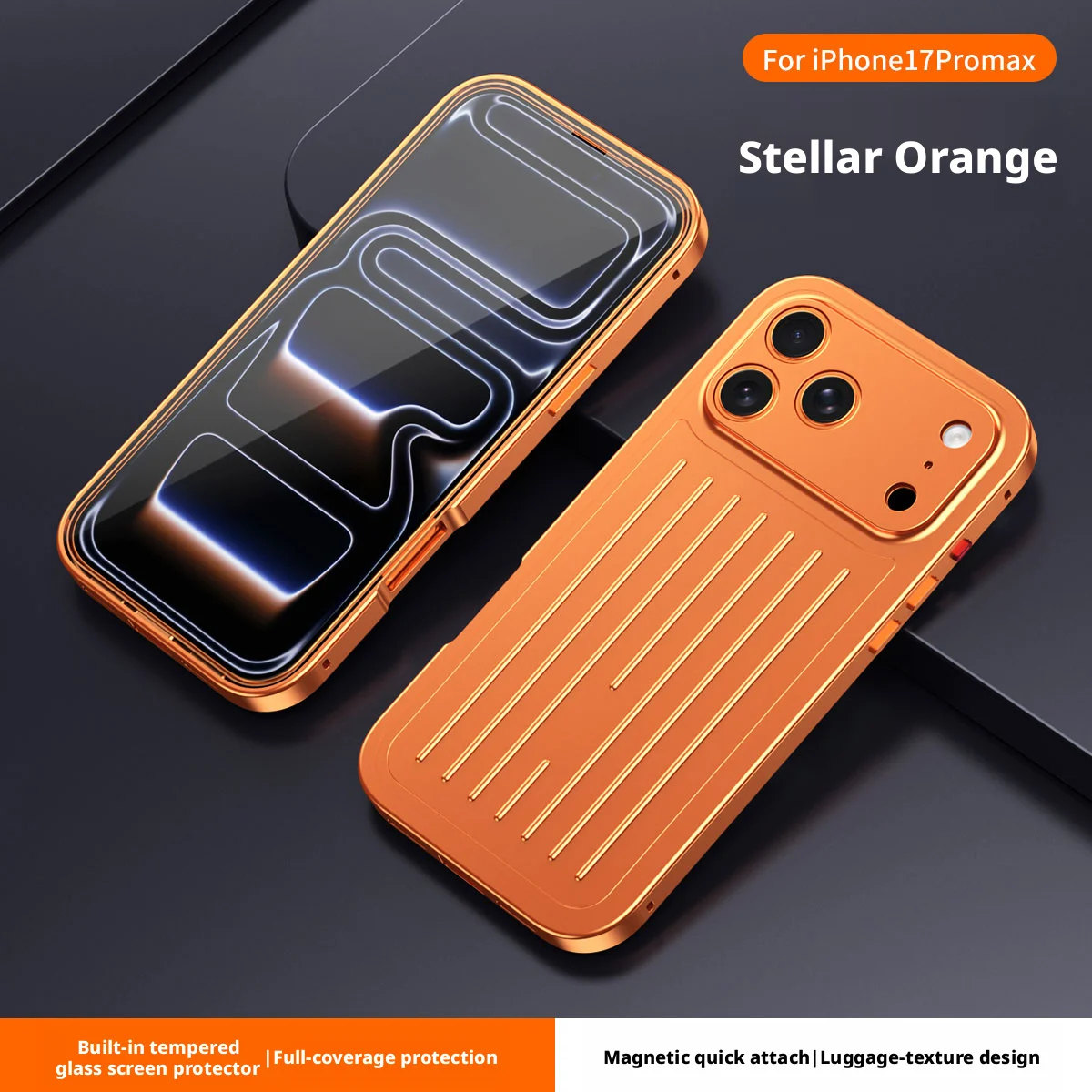 Fashion 3D Luggage Stripes Magnetic Metal Phone Case for IPhone 17 16 Pro Max With Shockproof Glass Front Cover
Fashion 3D Luggage Stripes Magnetic Metal Phone Case for IPhone 17 16 Pro Max With Shockproof Glass Front Cover