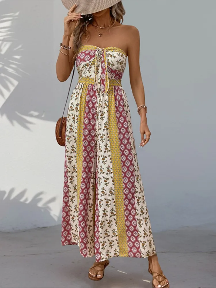 New Women's Summer Fashion Tie Jumpsuit With Ethnic Style Printed Casual Sleeveless Strapless Jumpsuit Wide Leg Pants
New Women's Summer Fashion Tie Jumpsuit With Ethnic Style Printed Casual Sleeveless Strapless Jumpsuit Wide Leg Pants