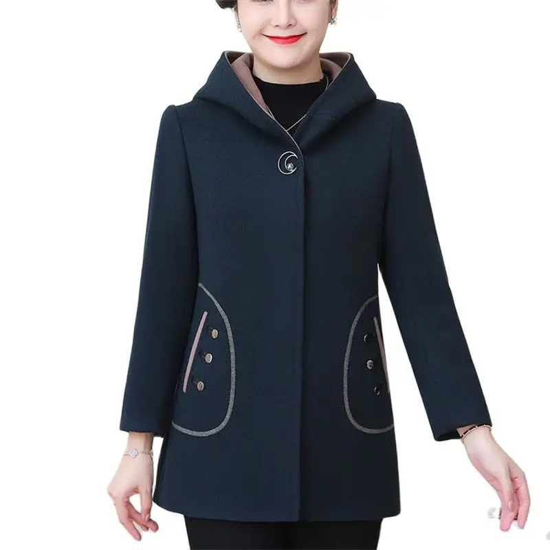 Autumn Winter Mid-Long Woolen Coat Women 2023 New Loose Hooded Jacket Covered Button Outerwear Fashion Pocket Overcoat Female
Autumn Winter Mid-Long Woolen Coat Women 2023 New Loose Hooded Jacket Covered Button Outerwear Fashion Pocket Overcoat Female