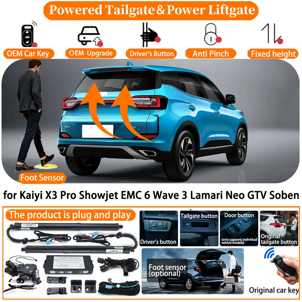 Powered Tailgate for Kaiyi X3 Pro Showjet EMC 6 Wave 3 Lamari Neo GTV Soben Automatic Electric Power Tailgate Tail Gate Lift kit
Powered Tailgate for Kaiyi X3 Pro Showjet EMC 6 Wave 3 Lamari Neo GTV Soben Automatic Electric Power Tailgate Tail Gate Lift kit