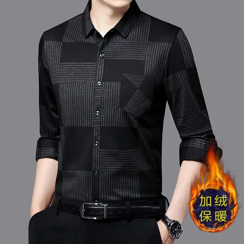 Осенне-зимняя мужская бархатная утолщенная рубашка с длинными рукавами, деловая повседневная клетчатая рубашка, топ
Осенне-зимняя мужская бархатная утолщенная рубашка с длинными рукавами, деловая повседневная клетчатая рубашка, топ