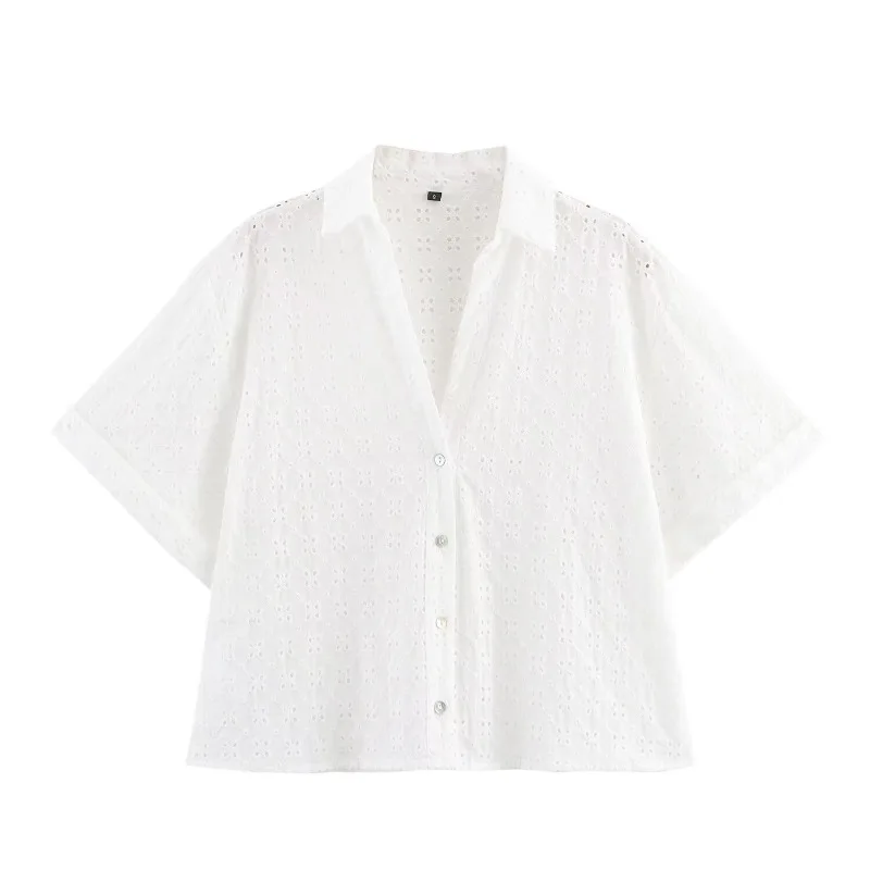 TRAFZR 2025 Summer Cotton Shirt Women's Airy Short Sleeve Blouse with Artisan Embroidery Casual Vacation Style
TRAFZR 2025 Summer Cotton Shirt Women's Airy Short Sleeve Blouse with Artisan Embroidery Casual Vacation Style