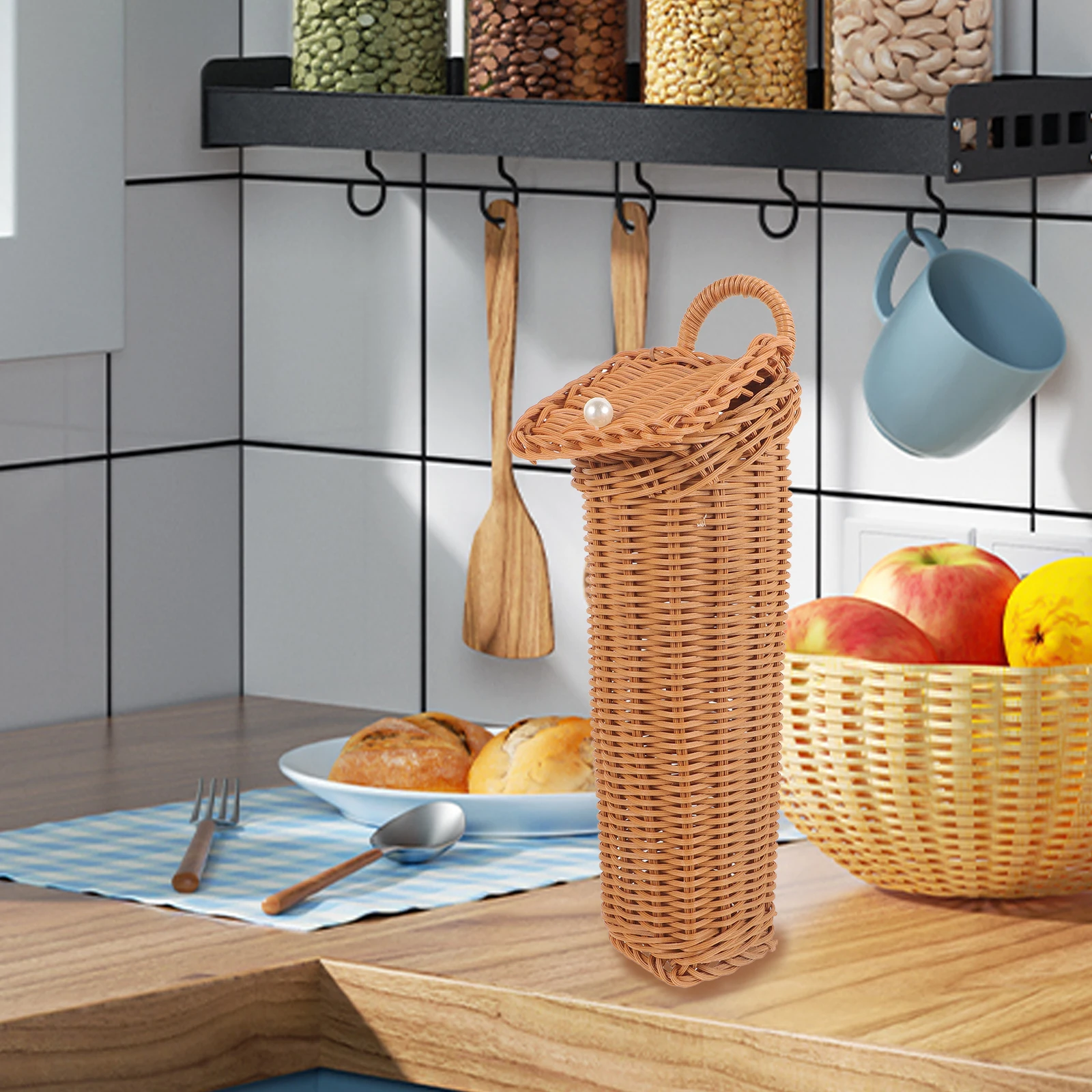 Rattan Hanging Basket Wicker Storage Baskets for Bathroom Wall Black Color Kitchen Utensil Vintage Style H woven Plastic
Rattan Hanging Basket Wicker Storage Baskets for Bathroom Wall Black Color Kitchen Utensil Vintage Style H woven Plastic