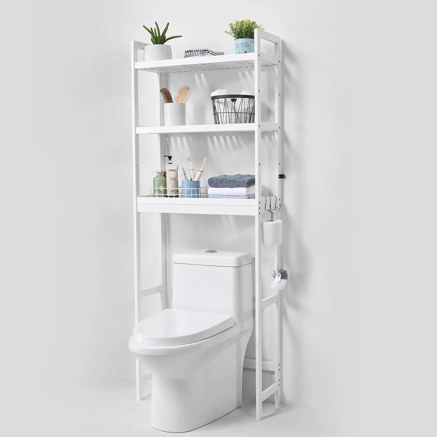 Over The Toilet Storage, 3-Tier Adjustable Over Toilet Bathroom Organizer, Bamboo Storage Shelf Ra With 3 Hooks, Freestanding
Over The Toilet Storage, 3-Tier Adjustable Over Toilet Bathroom Organizer, Bamboo Storage Shelf Ra With 3 Hooks, Freestanding