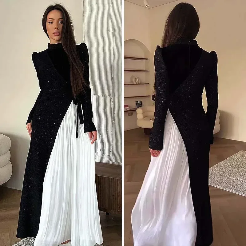 Autumn Long Evening Dress Women Black White Long Sleeve Elegant Dresses Female Winter Bling Fashion Clothes Ladies Vestidos
Autumn Long Evening Dress Women Black White Long Sleeve Elegant Dresses Female Winter Bling Fashion Clothes Ladies Vestidos