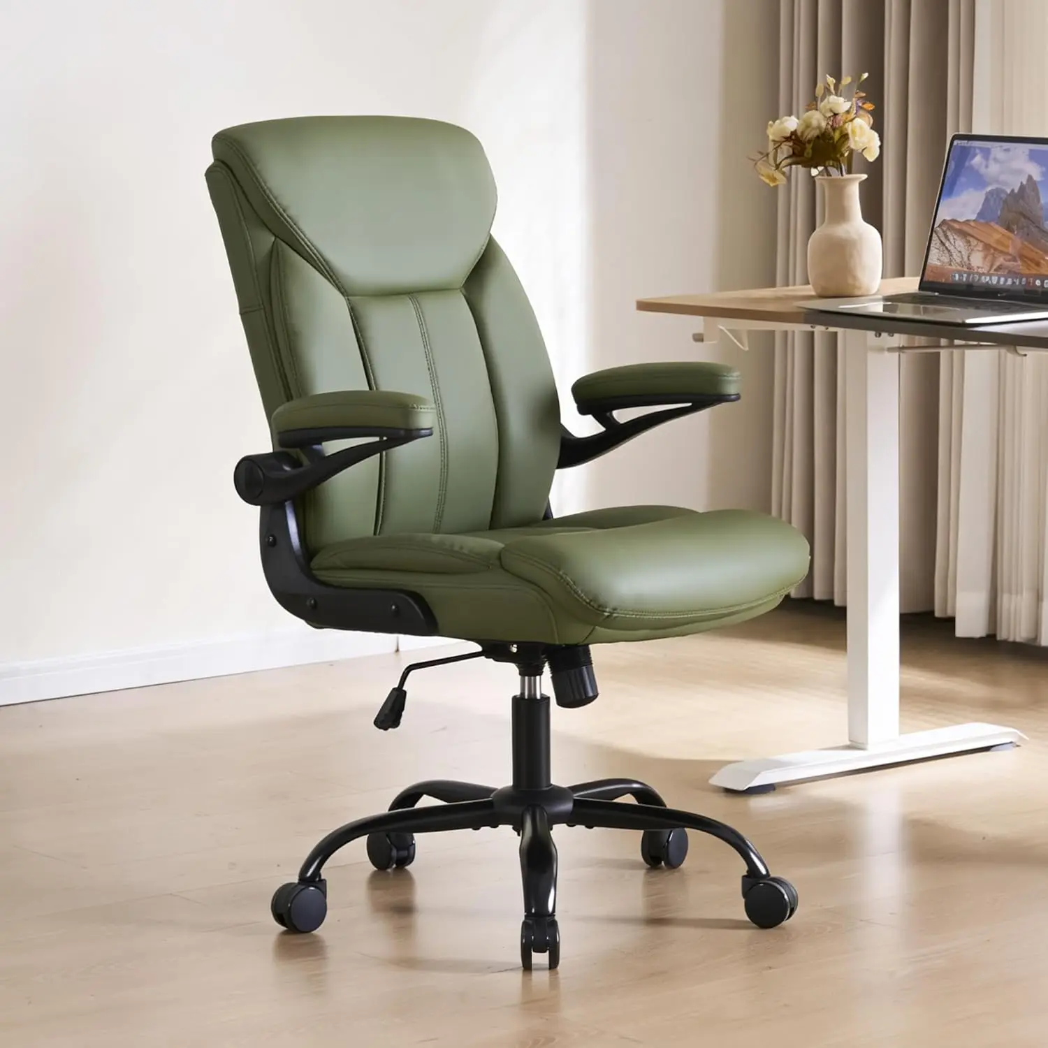 Ergonomic Leather Office Chair Flip-Up Armrest Height Adjustable 360° Swivel Rocking Gaming Desk Task Chair, Custom
Ergonomic Leather Office Chair Flip-Up Armrest Height Adjustable 360° Swivel Rocking Gaming Desk Task Chair, Custom