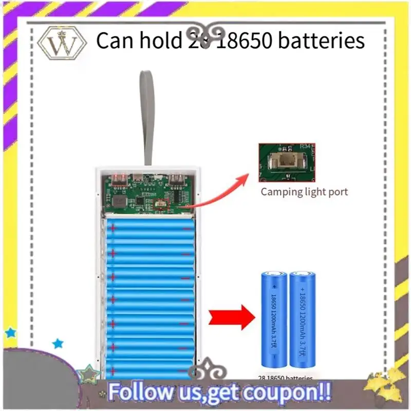 New DIY 28X18650 Battery Case 10W Power Bank Case Batteries Detachable Storage Box Holder With Camping Light
New DIY 28X18650 Battery Case 10W Power Bank Case Batteries Detachable Storage Box Holder With Camping Light