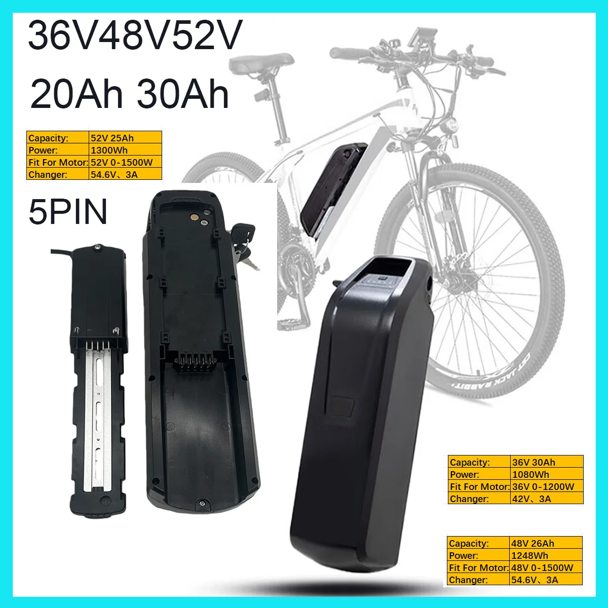 New Hailong Battery Pack 52V 48V 36V 30Ah High quality For Motor 750W/1200W BMS Built in Power Battery 100% original Charger
New Hailong Battery Pack 52V 48V 36V 30Ah High quality For Motor 750W/1200W BMS Built in Power Battery 100% original Charger