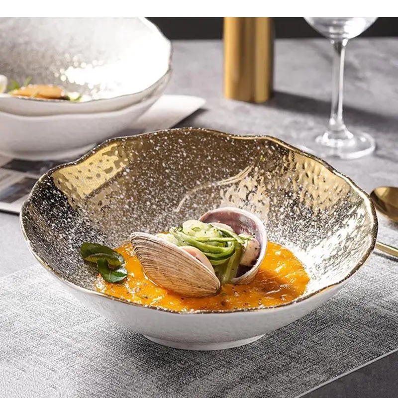 Irregular Ceramic Oblique Mouth Bowl Thick Soup Salad Pasta Dessert Bowls Restaurant Specialty Tableware
Irregular Ceramic Oblique Mouth Bowl Thick Soup Salad Pasta Dessert Bowls Restaurant Specialty Tableware
