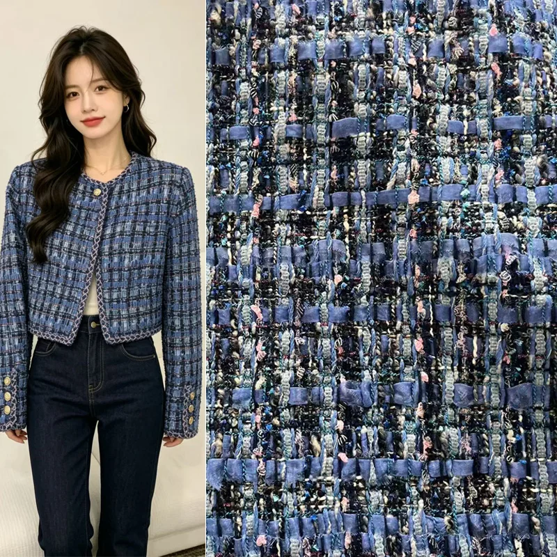 Blue Yarn-dyed Heavy Industry Tweed Premium Fabric For Woman's Autumn Coat Dress Jacket Suits DIY Cloth Sewing Material
Blue Yarn-dyed Heavy Industry Tweed Premium Fabric For Woman's Autumn Coat Dress Jacket Suits DIY Cloth Sewing Material