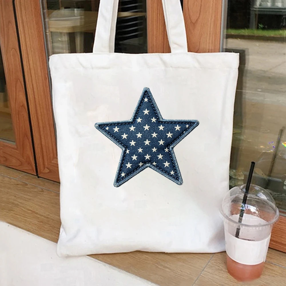 Denim Star With Stars Canvas Tote Bag Patterned Shoulder Bag
Denim Star With Stars Canvas Tote Bag Patterned Shoulder Bag