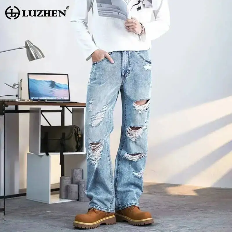 LUZHEN 2026 New Personalized Broken Hole Design Straight Casual Jeans Men Fashion Original Niche Solid Color Denim Pants JY6747
LUZHEN 2026 New Personalized Broken Hole Design Straight Casual Jeans Men Fashion Original Niche Solid Color Denim Pants JY6747