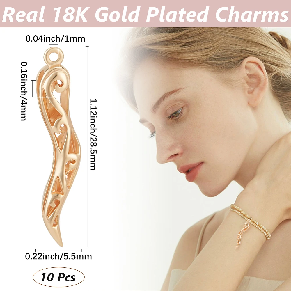 10Pcs Brass Pendants Nickel Free Hollow Horn of Plenty/Italian Horn Cornicello Charms Real 18K Gold Plated 28.5x5.5x4mm
10Pcs Brass Pendants Nickel Free Hollow Horn of Plenty/Italian Horn Cornicello Charms Real 18K Gold Plated 28.5x5.5x4mm