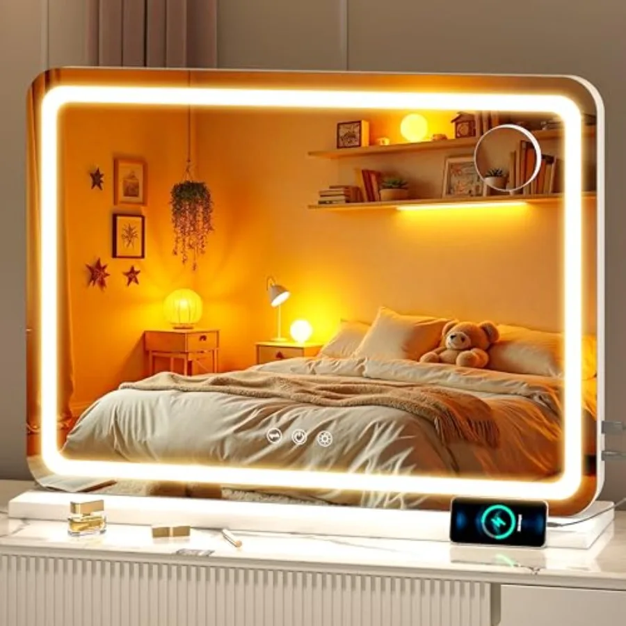 Vanity Mirror with Lights 28" x 20" LED Makeup Mirror with 10X Magnification Dimmable 3 Modes Memory Function Smart Touch USB C
Vanity Mirror with Lights 28" x 20" LED Makeup Mirror with 10X Magnification Dimmable 3 Modes Memory Function Smart Touch USB C