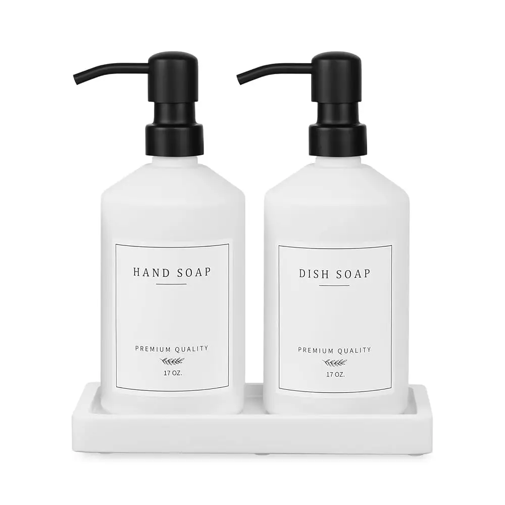 Glass Kitchen Soap Dispenser Set, 17 OZ Hand and Dish Soap Dispenser Set with Rustproof Stainless Pump, 14 Waterproof Labels,
Glass Kitchen Soap Dispenser Set, 17 OZ Hand and Dish Soap Dispenser Set with Rustproof Stainless Pump, 14 Waterproof Labels,