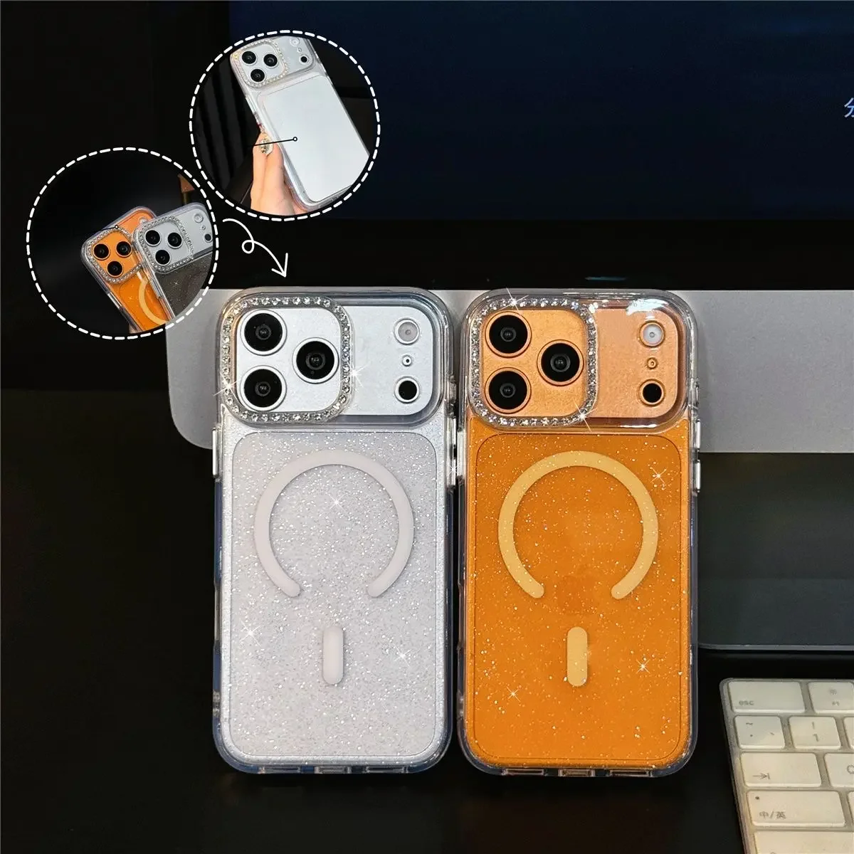 Phone case for iphone 17 16 15 14 pro max,Compatible with Magnetic, Glitter Phone Case, Compatible with MagSafe, Diamond Sparkly Shockproof Protective Cover, Military-Grade Drop Protection
Phone case for iphone 17 16 15 14 pro max,Compatible with Magnetic, Glitter Phone Case, Compatible with MagSafe, Diamond Sparkly Shockproof Protective Cover, Military-Grade Drop Protection