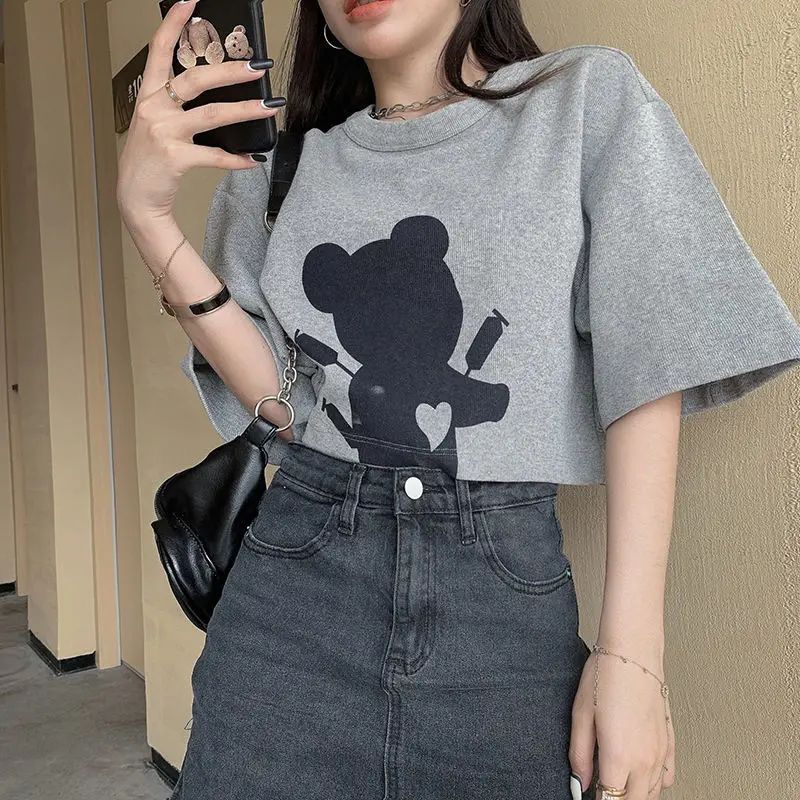 All-match Loose Printing Short High Street Tops Summer New Short Sleeve High Waist Sexy T Shirts Fashion Casual Women Clothing
All-match Loose Printing Short High Street Tops Summer New Short Sleeve High Waist Sexy T Shirts Fashion Casual Women Clothing