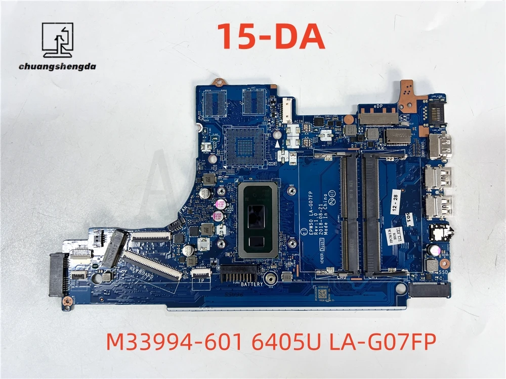 LAPTOP MOTHERBOARD M33994-601 LA-G07FP FOR HP 15-DA with SRGL2 6405U Fully Tested to Work Perfectly
LAPTOP MOTHERBOARD M33994-601 LA-G07FP FOR HP 15-DA with SRGL2 6405U Fully Tested to Work Perfectly