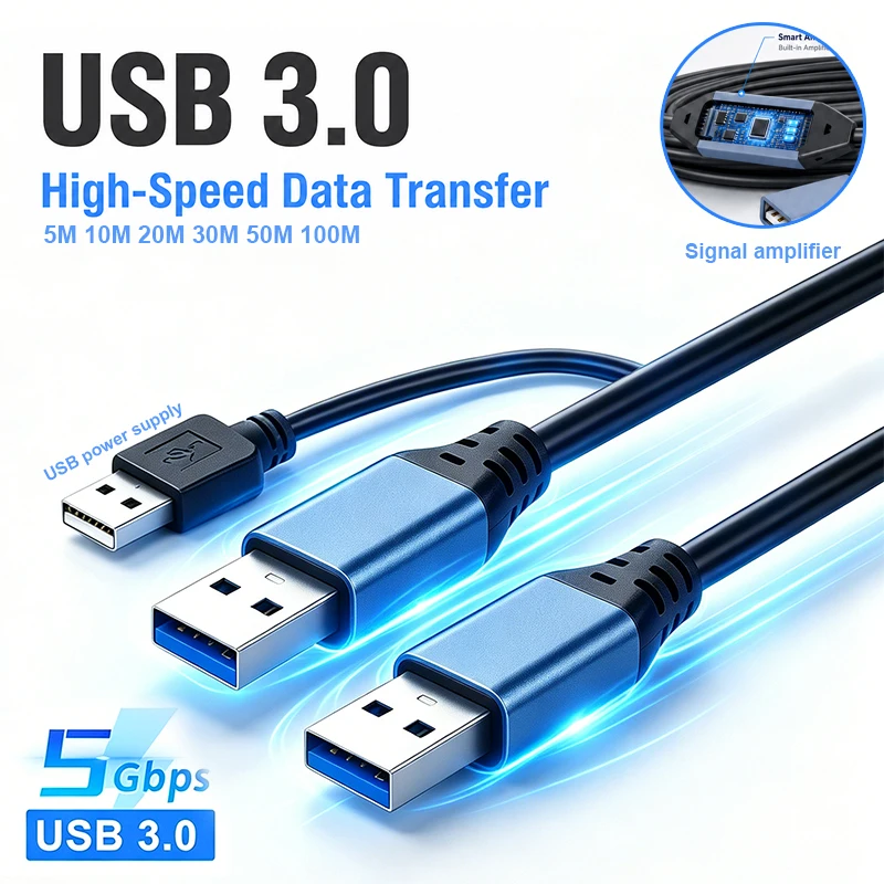 USB 3.0 Data Cable 5 Gbps Public To Public Transmission Data Cable 5M 10M 20M 25M 30M USB Extension Cable with Signal Amplifier
USB 3.0 Data Cable 5 Gbps Public To Public Transmission Data Cable 5M 10M 20M 25M 30M USB Extension Cable with Signal Amplifier
