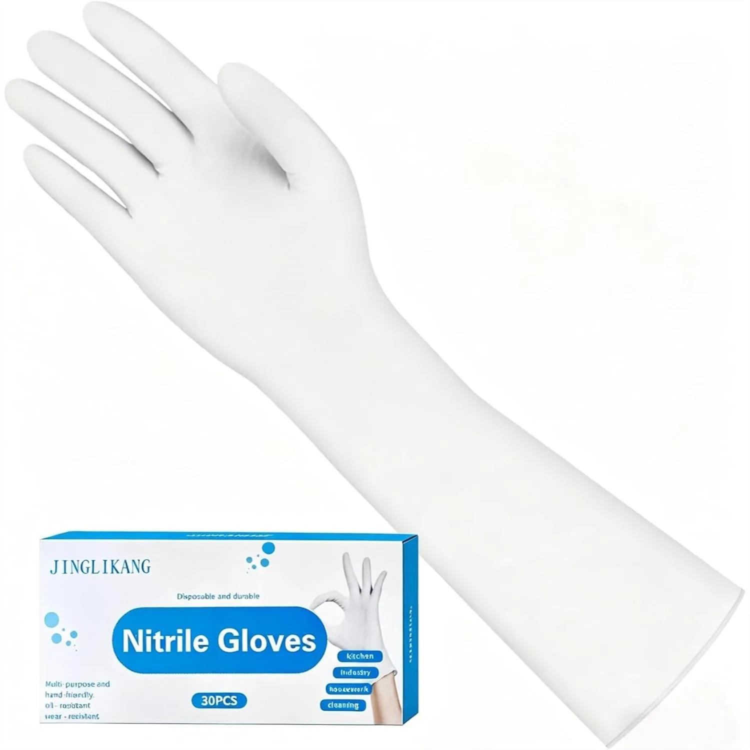 Nitrile Gloves Disposable 15inch Long Sleeves Waterproof for Household Cleaning Dishwashing, 30 PCS
Nitrile Gloves Disposable 15inch Long Sleeves Waterproof for Household Cleaning Dishwashing, 30 PCS
