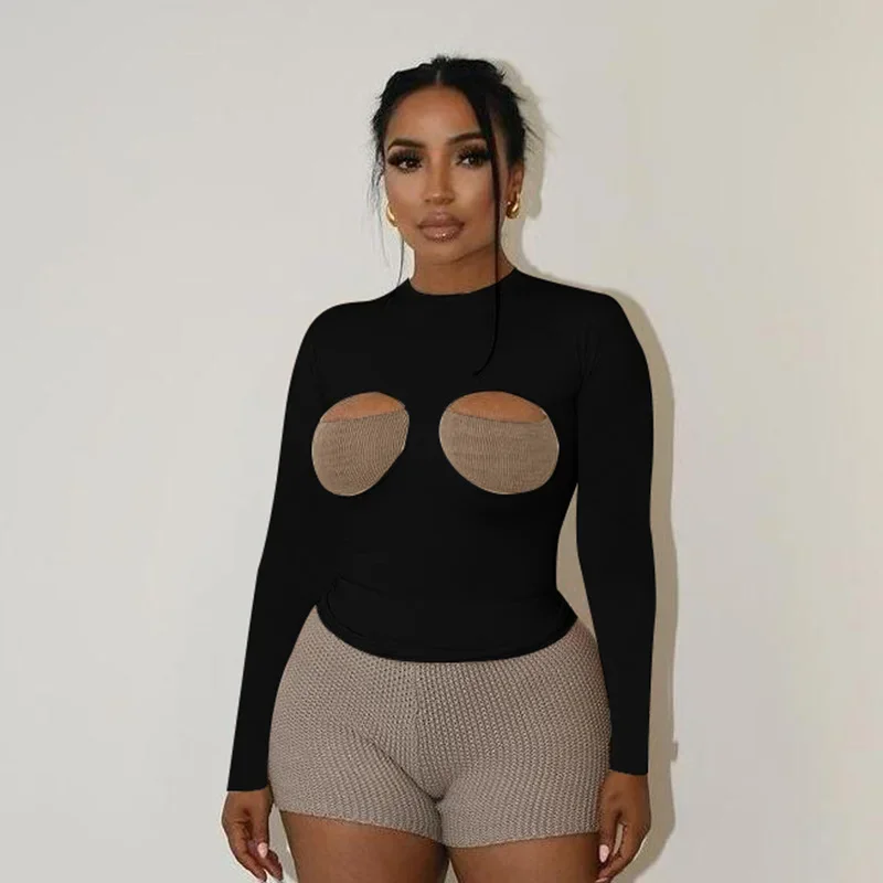 Hollow Chest Cup Patchwork Women Slim T-shirts 2024 Autumn O-neck Long Sleeve Simiple Stretch Basic Tops Classic Tees Streetwear
Hollow Chest Cup Patchwork Women Slim T-shirts 2024 Autumn O-neck Long Sleeve Simiple Stretch Basic Tops Classic Tees Streetwear