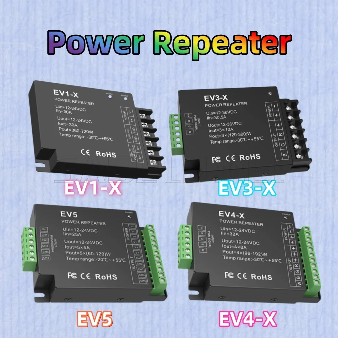 Skydance EV1-X EV3-X EV4-X EV5 CV Power Repeater Channels Constant Voltage LED Single Dual Color For LED Strip Light DC12V-24V
Skydance EV1-X EV3-X EV4-X EV5 CV Power Repeater Channels Constant Voltage LED Single Dual Color For LED Strip Light DC12V-24V