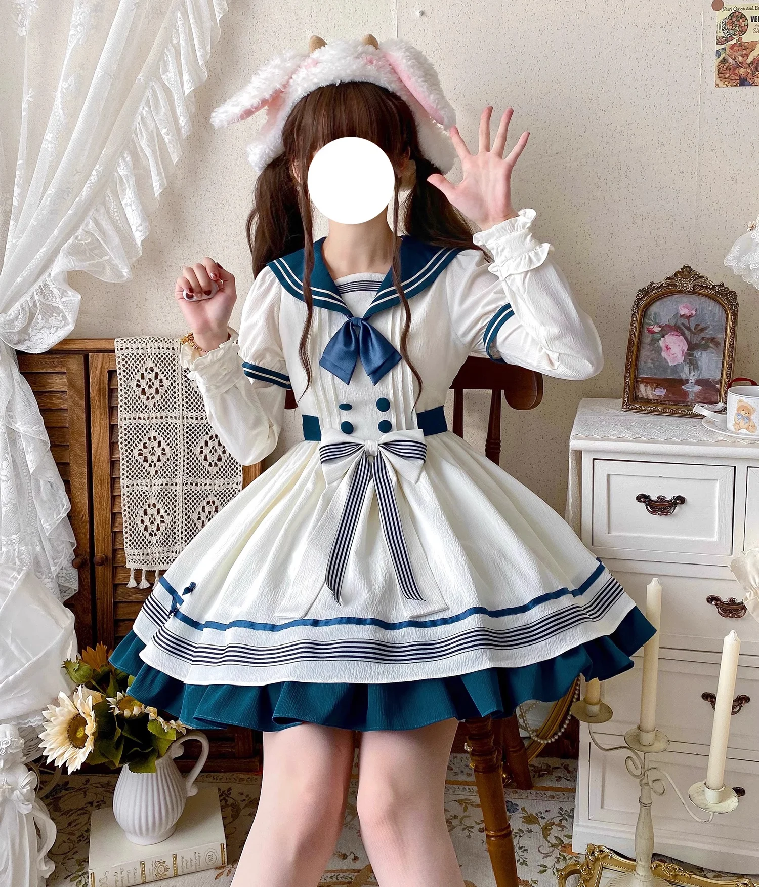 Licaboth【Little Navy】White and Blue Navy Collar Puffy Dress Cute Sailor Neck Cute and Sweet Lolita Summer Short Sleeved OP Dress
Licaboth【Little Navy】White and Blue Navy Collar Puffy Dress Cute Sailor Neck Cute and Sweet Lolita Summer Short Sleeved OP Dress
