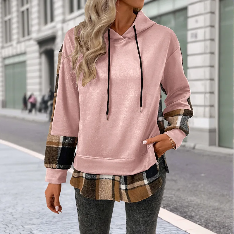 Loose Women's Sweater Plaid Solid Color Autumn Winter Fashion Commuter Style Fake Two-piece Long-sleeved Hooded Lace-up Clothes
Loose Women's Sweater Plaid Solid Color Autumn Winter Fashion Commuter Style Fake Two-piece Long-sleeved Hooded Lace-up Clothes