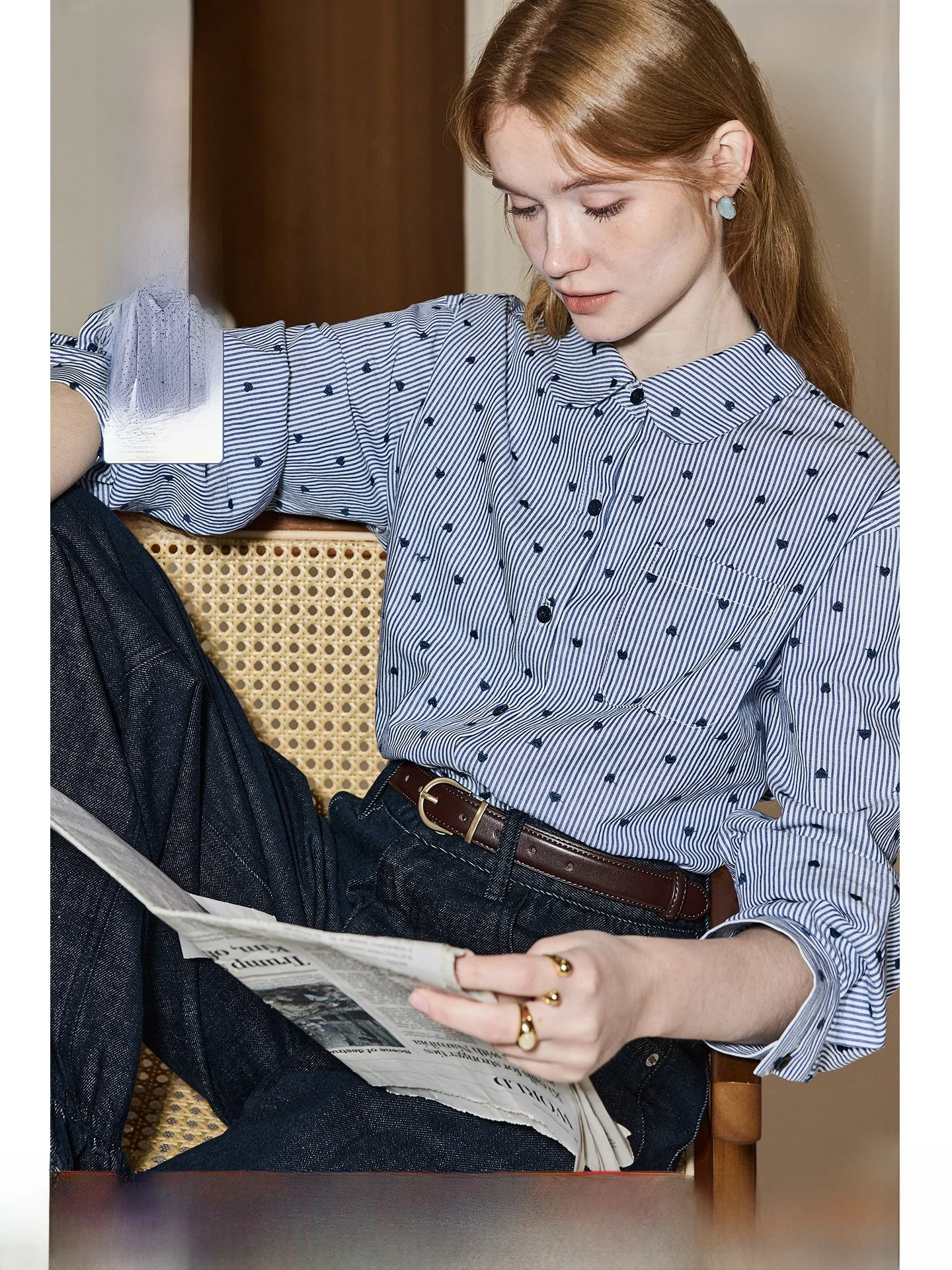 100% Cotton Blue Striped Women's Shirt Spring Summer New Style Embroidered Inner Wear KUHNMARVIN Commute Style Loose Fit Long...
100% Cotton Blue Striped Women's Shirt Spring Summer New Style Embroidered Inner Wear KUHNMARVIN Commute Style Loose Fit Long...
