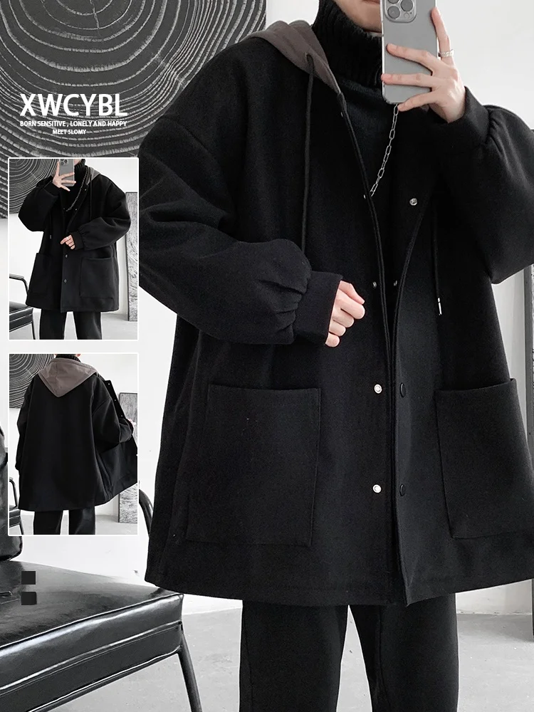 Men's Winter Woolen Coat over Knee Length Cotton Lined Hooded Windbreaker British Style Fashionable Slim Fit Tweed Jacket
Men's Winter Woolen Coat over Knee Length Cotton Lined Hooded Windbreaker British Style Fashionable Slim Fit Tweed Jacket