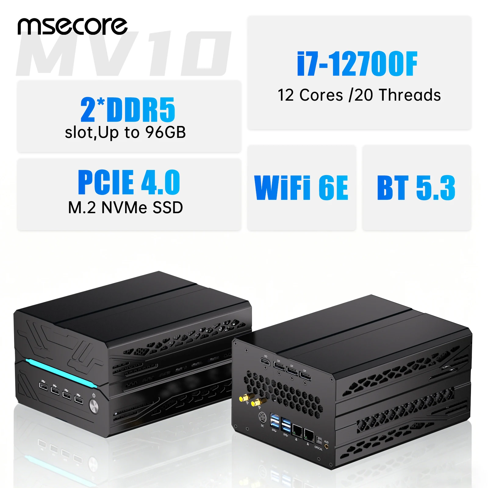 Msecore MV10 Intel Core i7 RTX4060Ti Discrete Graphics Card Windows 11 Mini PC Desktop Computer Gaming pc 2Lan DDR5 BT5.4 WIFI7
Msecore MV10 Intel Core i7 RTX4060Ti Discrete Graphics Card Windows 11 Mini PC Desktop Computer Gaming pc 2Lan DDR5 BT5.4 WIFI7