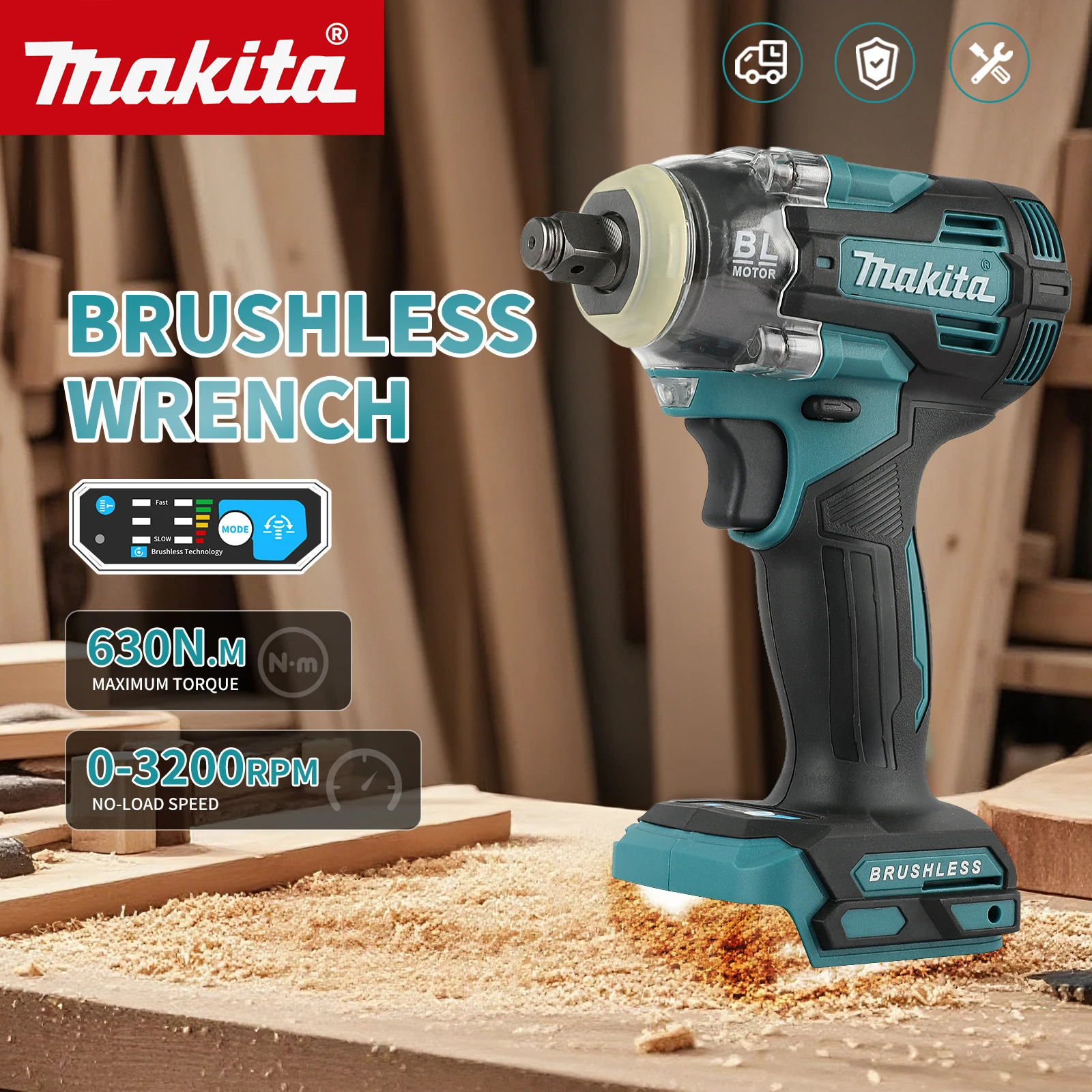 Бесщеточный ударный гайковерт Makita TW004G 18В, 630 Нм, высокий крутящий момент, привод 1/2 дюйма, для строительства, автомобилей, мастерских, электроинструмент
Бесщеточный ударный гайковерт Makita TW004G 18В, 630 Нм, высокий крутящий момент, привод 1/2 дюйма, для строительства, автомобилей, мастерских, электроинструмент