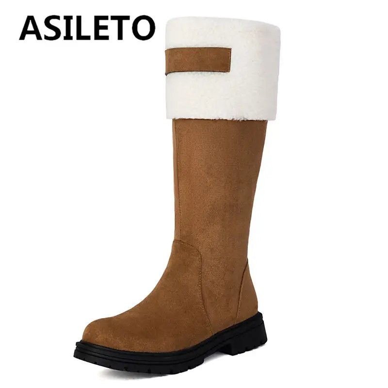 ASILETO Brand Women Snow Boots Round Toe Flats Flock Suede Zipper Mixed Color Large Size 46 47 48 Leisure Warm Knee High Bota
ASILETO Brand Women Snow Boots Round Toe Flats Flock Suede Zipper Mixed Color Large Size 46 47 48 Leisure Warm Knee High Bota