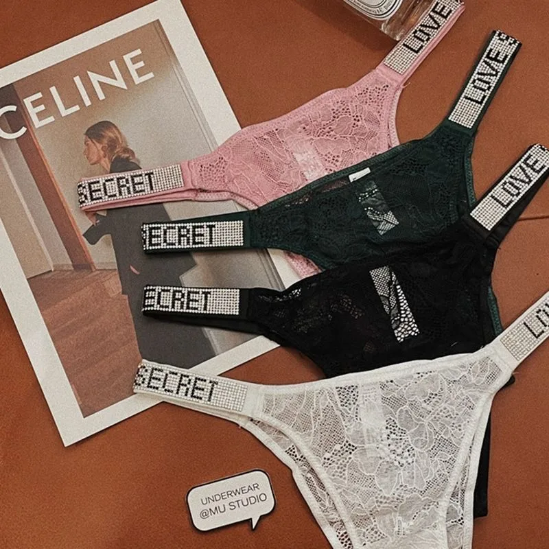French Sexy Lace Rhinestone Letter Charm Low-waist Hot Transparent Hot Girl Pure Desire Summer European and American Underwear
French Sexy Lace Rhinestone Letter Charm Low-waist Hot Transparent Hot Girl Pure Desire Summer European and American Underwear