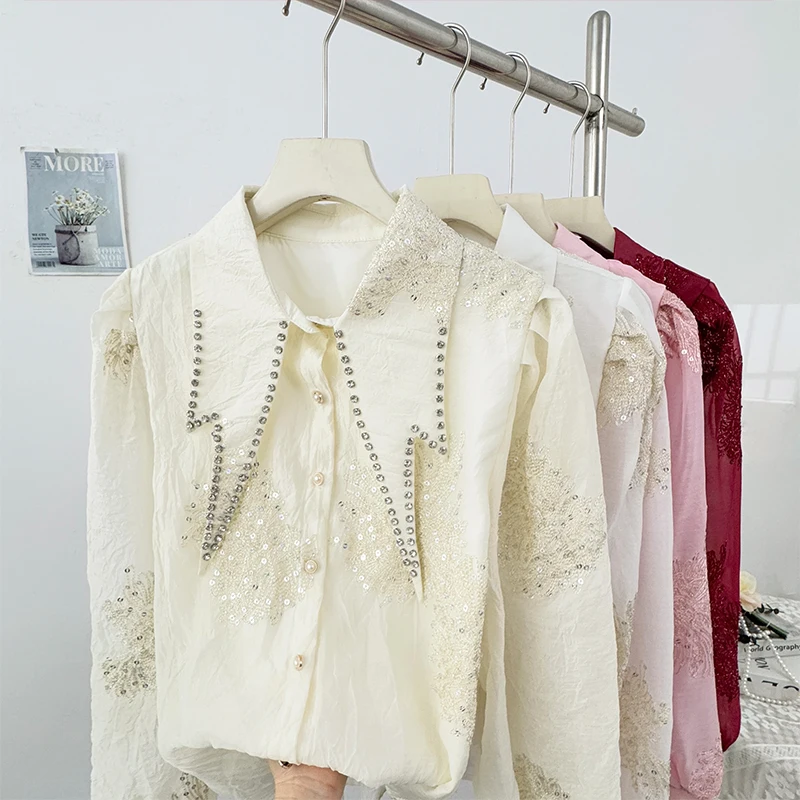 Fashion Heavy Bead Design Shirt Women's Autumn and Winter New Loose and Skinny Elegant Long Sleeve Shirt Blouse Female Tops
Fashion Heavy Bead Design Shirt Women's Autumn and Winter New Loose and Skinny Elegant Long Sleeve Shirt Blouse Female Tops