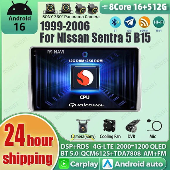 Android 16 Carplay Auto Qualcomm 2K QLED Screen Car Radio Player For Nissan Sentra 5 B15 1999-2006 GPS Stereo Wifi BT 16G-512G
Android 16 Carplay Auto Qualcomm 2K QLED Screen Car Radio Player For Nissan Sentra 5 B15 1999-2006 GPS Stereo Wifi BT 16G-512G