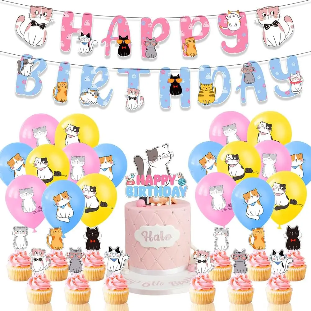 Cat Birthday Decorations, Cat Party Supplies, 34pcs Cat Cupcake Toppers, Cat Happy Birthday Banners, Cat Balloon, Kids Birthday
Cat Birthday Decorations, Cat Party Supplies, 34pcs Cat Cupcake Toppers, Cat Happy Birthday Banners, Cat Balloon, Kids Birthday
