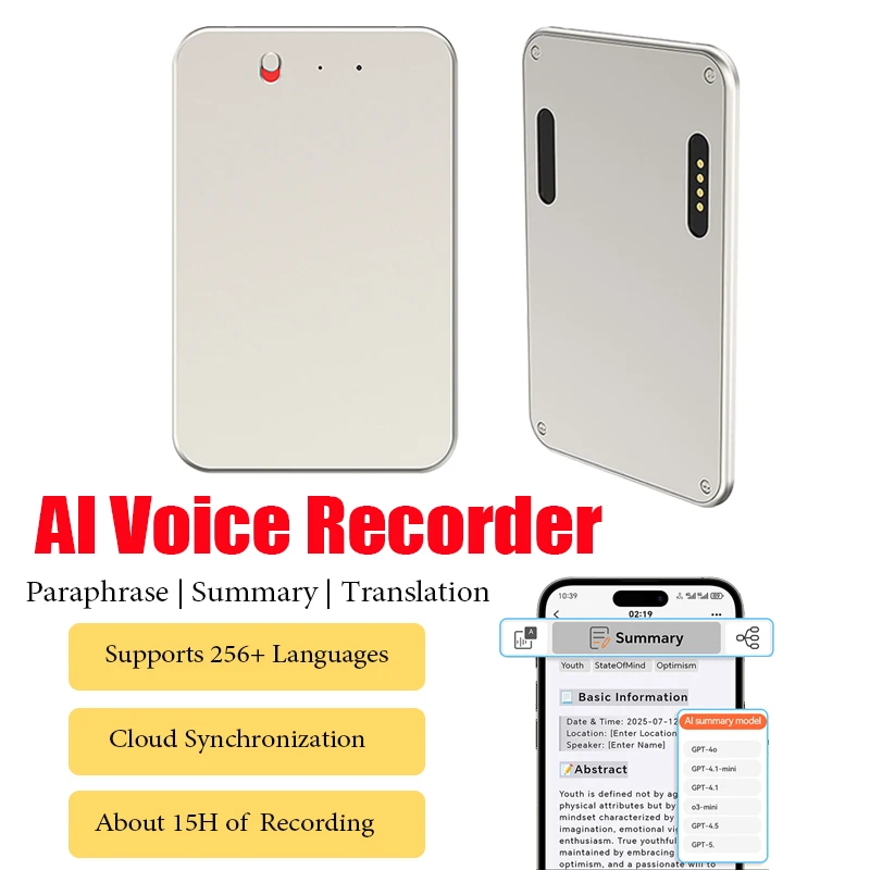 16GB AI ChatGPT-4 Intelligent Voice Recorder Smart Transcription Summarization & Translation LED Indicator Note Voice Recorder
16GB AI ChatGPT-4 Intelligent Voice Recorder Smart Transcription Summarization & Translation LED Indicator Note Voice Recorder