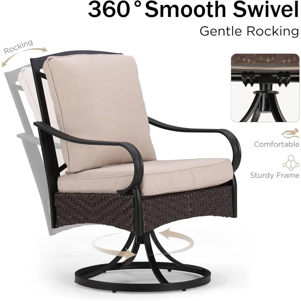 Patio Swivel Chairs Set of 4, Extra Large All-Weather Outdoor Dining Chair, Gentle Rocking Metal Wicker Frame with Padded
Patio Swivel Chairs Set of 4, Extra Large All-Weather Outdoor Dining Chair, Gentle Rocking Metal Wicker Frame with Padded