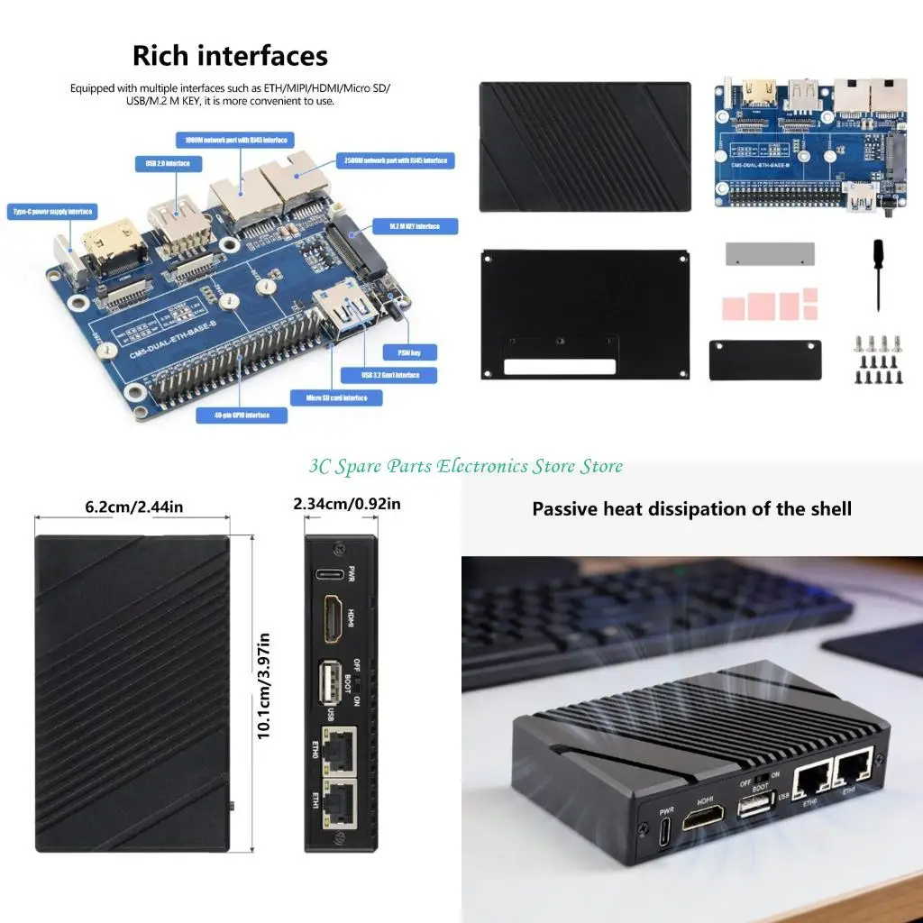 SZ For CM5 Double Ethernet Expansion Board Computing Module M.2 NVMe Support
SZ For CM5 Double Ethernet Expansion Board Computing Module M.2 NVMe Support