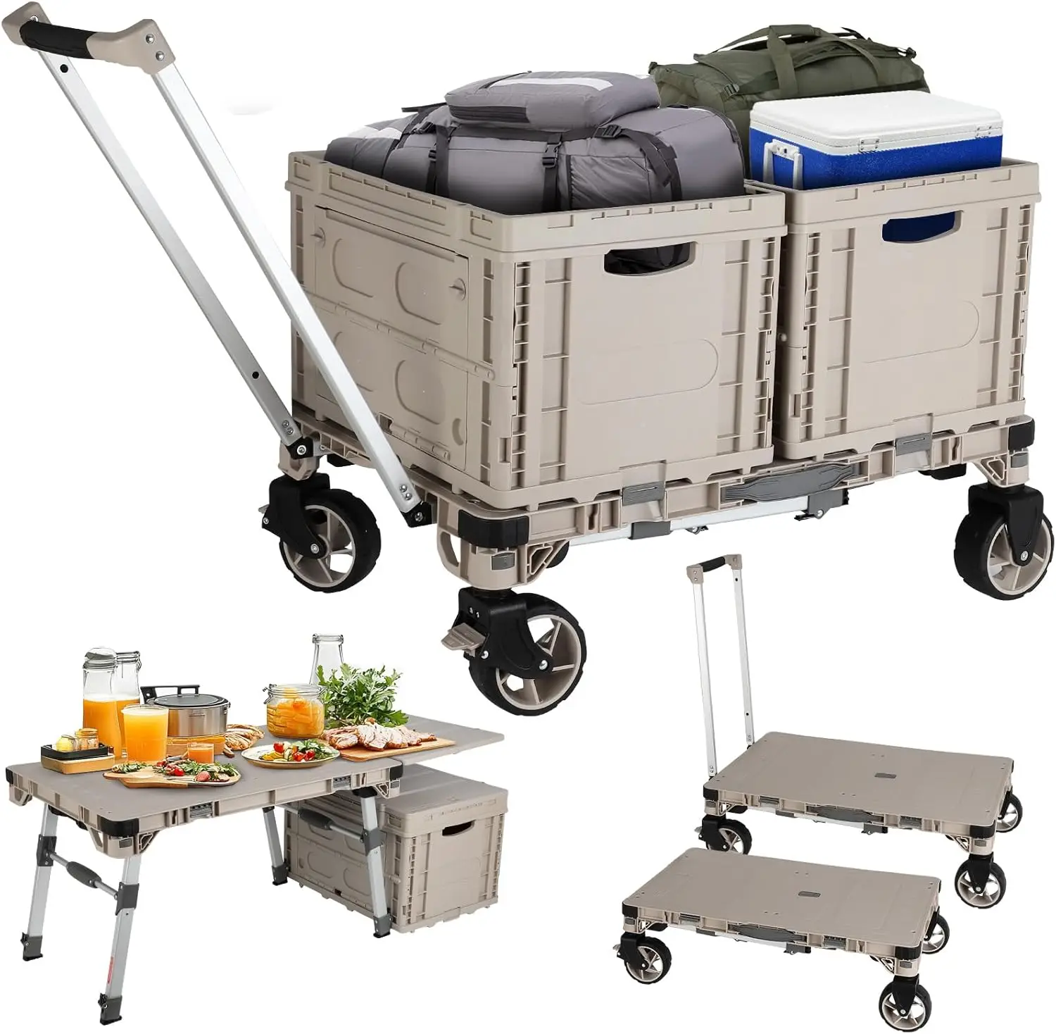 Foldable Camping Table Cart,3-in-1 Convertible Utility Wagon with 2 Lockable Storage Boxes, 360° Rotating Wheels & Adjustable Le
Foldable Camping Table Cart,3-in-1 Convertible Utility Wagon with 2 Lockable Storage Boxes, 360° Rotating Wheels & Adjustable Le