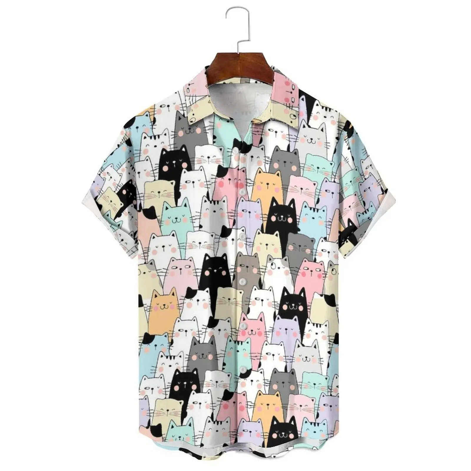 Summer Loose Fashion Men's/Women's Solid Color Breathable Casual Simple Cartoon Irregular Printed Lapel Short-Sleeved Shirt
Summer Loose Fashion Men's/Women's Solid Color Breathable Casual Simple Cartoon Irregular Printed Lapel Short-Sleeved Shirt